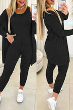 Lux Knit Three Piece Cardigan Tank Leggings Set Women Signature Collection