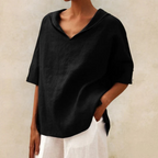 Women's Lightweight Linen V-Neck Blouse - Casual Relaxed Fit