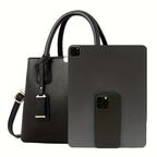 Women's Leather Handbag - Stylish Structured Tote & Crossbody Strap