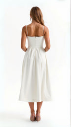 Wedding Guest Dress, Elegant Corset Midi Dress for Women - White, Light Blue, Pink, Purple