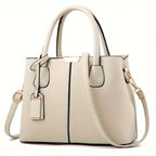 Women's Leather Handbag - Stylish Structured Tote & Crossbody Strap