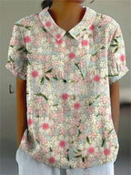 Elegant Floral Short Sleeve Blouse for Women