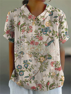 Elegant Floral Short Sleeve Blouse for Women
