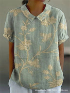 Elegant Floral Short Sleeve Blouse for Women
