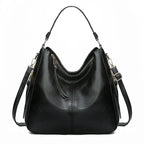 Women's Leather Shoulder Bag - Top Handle & Zip Closure