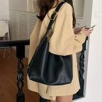 Women's Shoulder Bag - Wide Strap with Gold Buckle