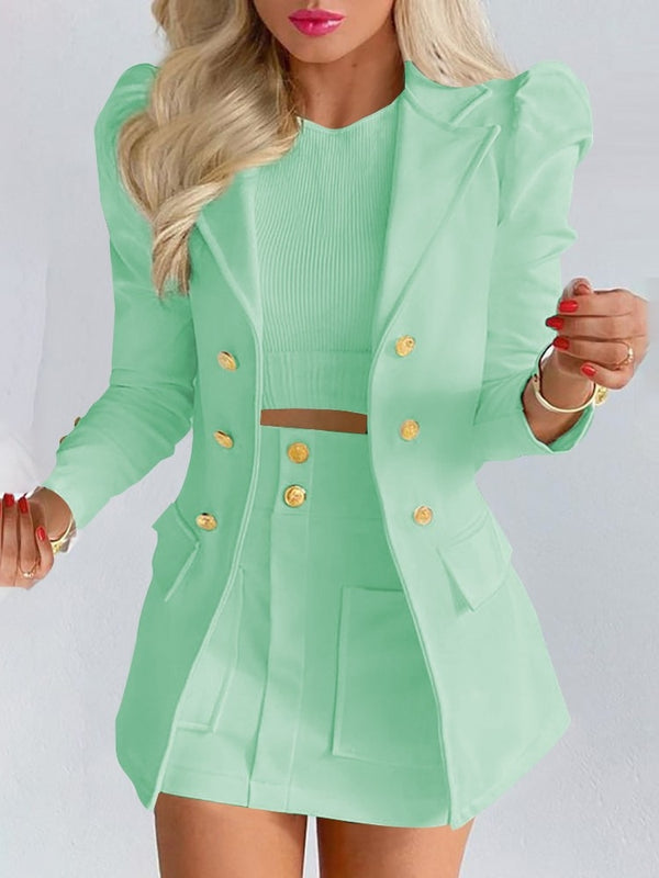 Timeless Capsule Wool Blend Blazer and Mini Skirt Set for Women Limited Edition
