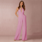 Crepe Sleeveless Jumpsuit Women Limited Edition Elegant Wide Leg Tailored