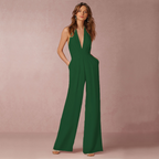 Crepe Sleeveless Jumpsuit Women Limited Edition Elegant Wide Leg Tailored