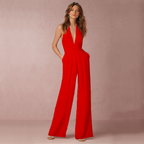 Crepe Sleeveless Jumpsuit Women Limited Edition Elegant Wide Leg Tailored