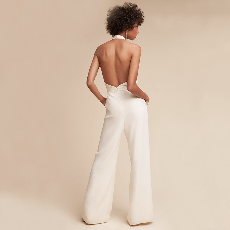 Crepe Sleeveless Jumpsuit Women Limited Edition Elegant Wide Leg Tailored