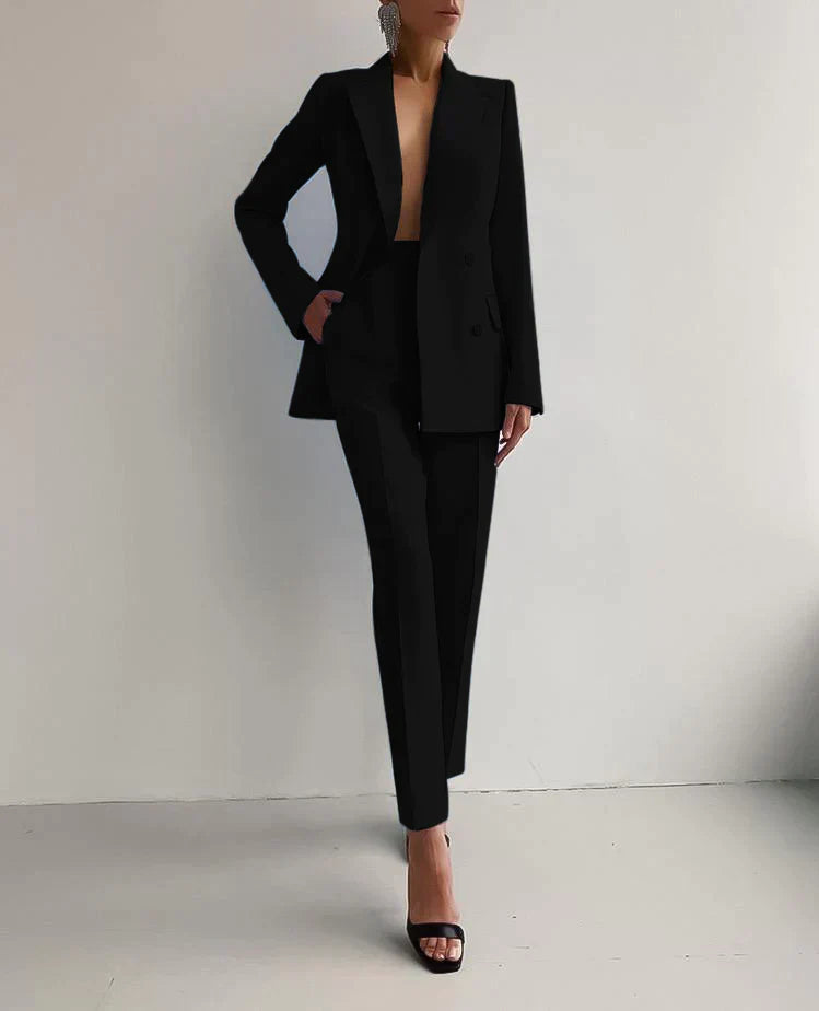 Womens Tailored Blazer And Trousers Set Double Breasted Quiet Luxury Capsule
