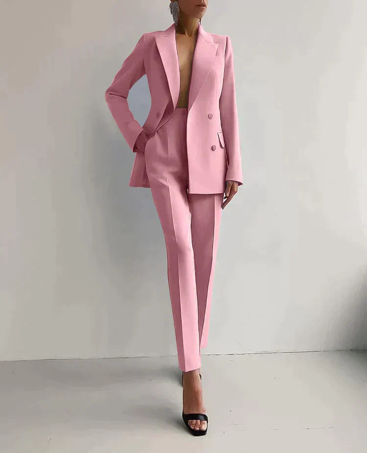 Womens Tailored Blazer And Trousers Set Double Breasted Quiet Luxury Capsule