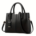 Women's Leather Handbag - Stylish Structured Tote & Crossbody Strap