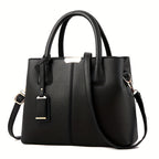 Women's Leather Handbag - Stylish Structured Tote & Crossbody Strap