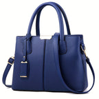 Women's Leather Handbag - Stylish Structured Tote & Crossbody Strap