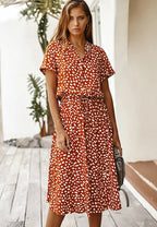 Elegant Short-Sleeve Midi Dress for Women | Clara