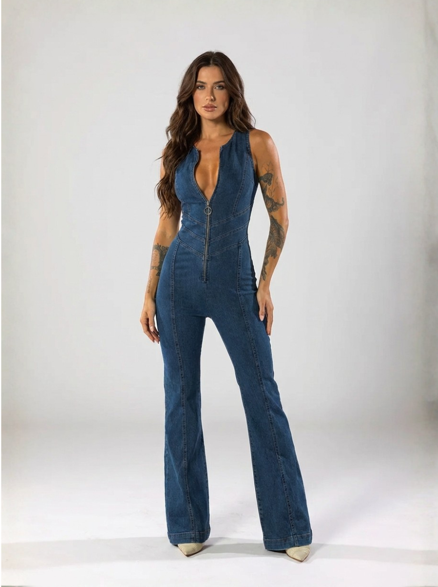 Premium Denim Jumpsuit Heart Back Design Limited Edition