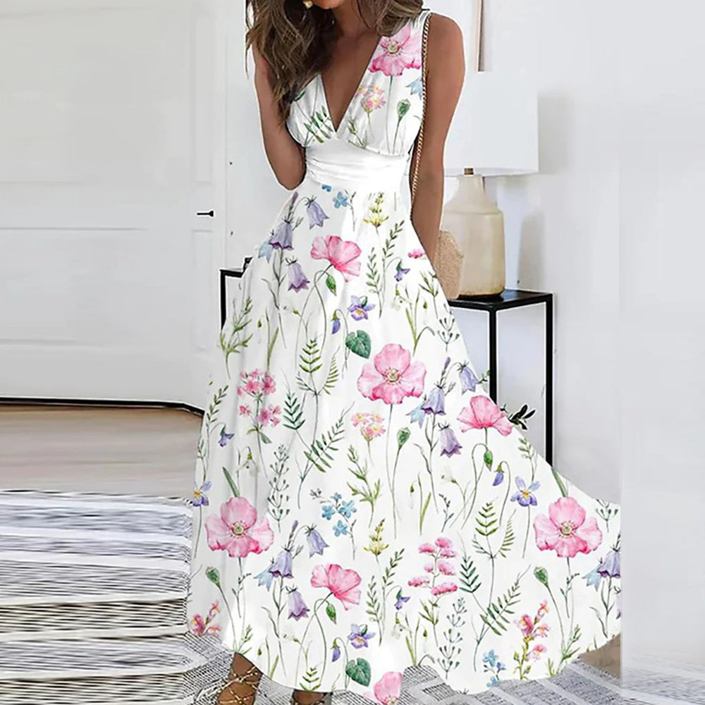 Chic and Casual Floral V-Neck Dress for Women