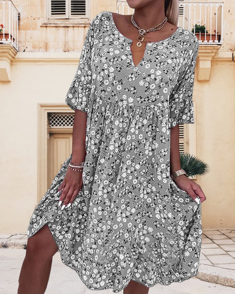 Stylish and Chic Floral V-Neck Dress for Women