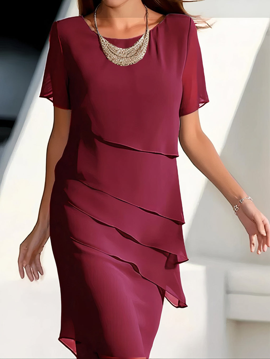 Elegant and Stylish Tiered Chiffon Dress for Women
