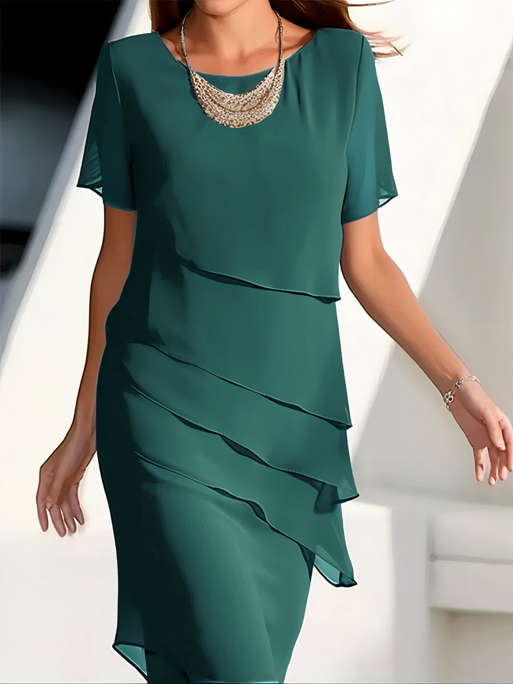 Elegant and Stylish Tiered Chiffon Dress for Women