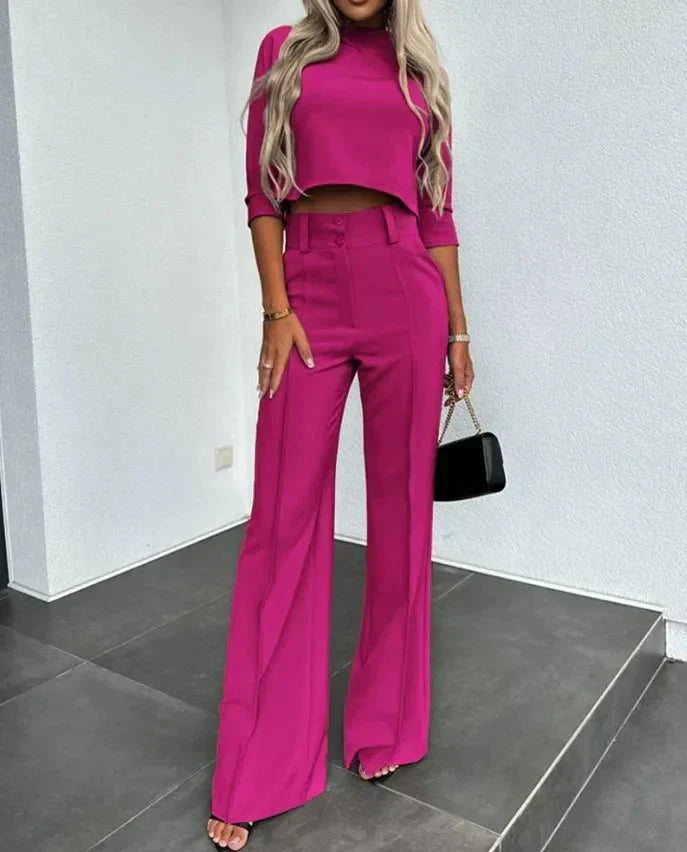 Luxe Crepe Collection Cropped Top And Trousers Set Limited