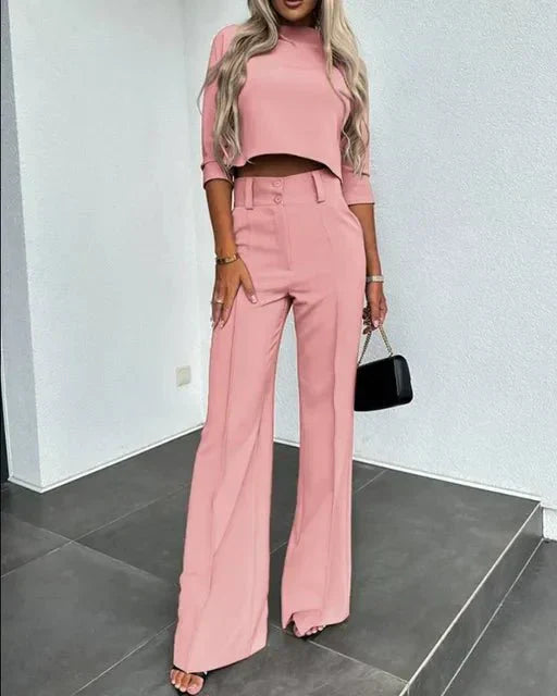 Luxe Crepe Collection Cropped Top And Trousers Set Limited