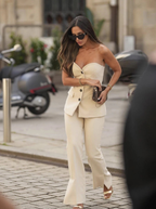 Two Piece Strapless Tube Top and Wide Leg Pants Set Couture Exclusive Edition