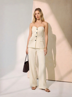 Two Piece Strapless Tube Top and Wide Leg Pants Set Couture Exclusive Edition