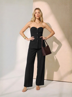 Two Piece Strapless Tube Top and Wide Leg Pants Set Couture Exclusive Edition