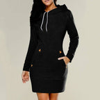 Women's Slim Fit Hoodie Dress - Mini Length with Pockets