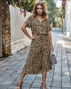 Elegant Short-Sleeve Midi Dress for Women | Clara