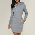 Women's Slim Fit Hoodie Dress - Mini Length with Pockets