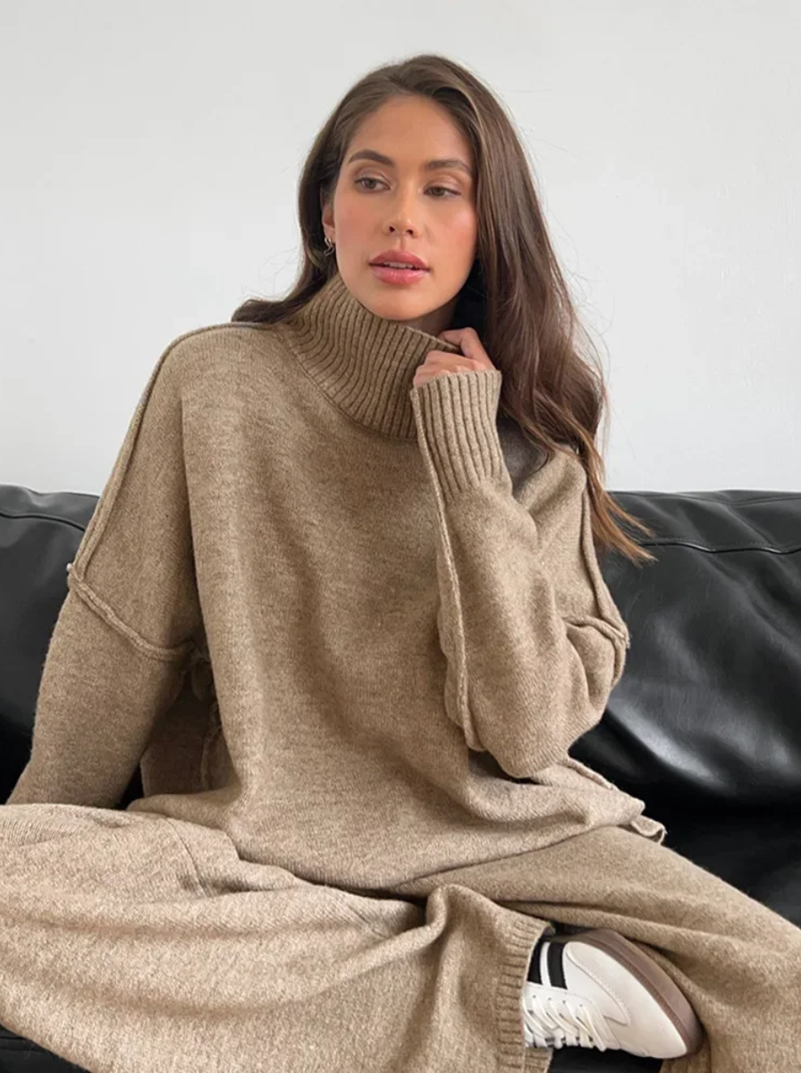 Lux Knit Set Signature Turtleneck Sweater and Wide Leg Pants Exclusive