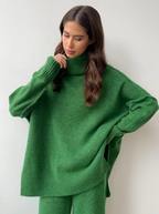 Lux Knit Set Signature Turtleneck Sweater and Wide Leg Pants Exclusive