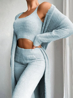 Luxe Fuzzy Knit Loungewear Set Three Piece Limited Edition Collection Exclusive