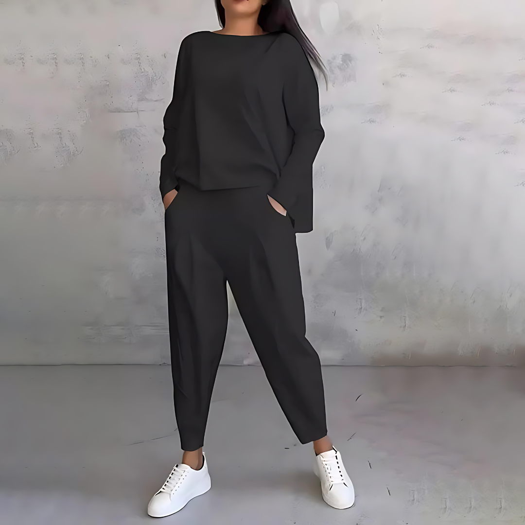 Mila Two Piece Premium Luxe Jersey Set Black Collection Limited Edition