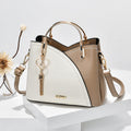 Women's Handbag - Colour-Block with Metal Handles