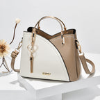 Women's Handbag - Colour-Block with Metal Handles