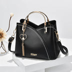 Women's Handbag - Colour-Block with Metal Handles